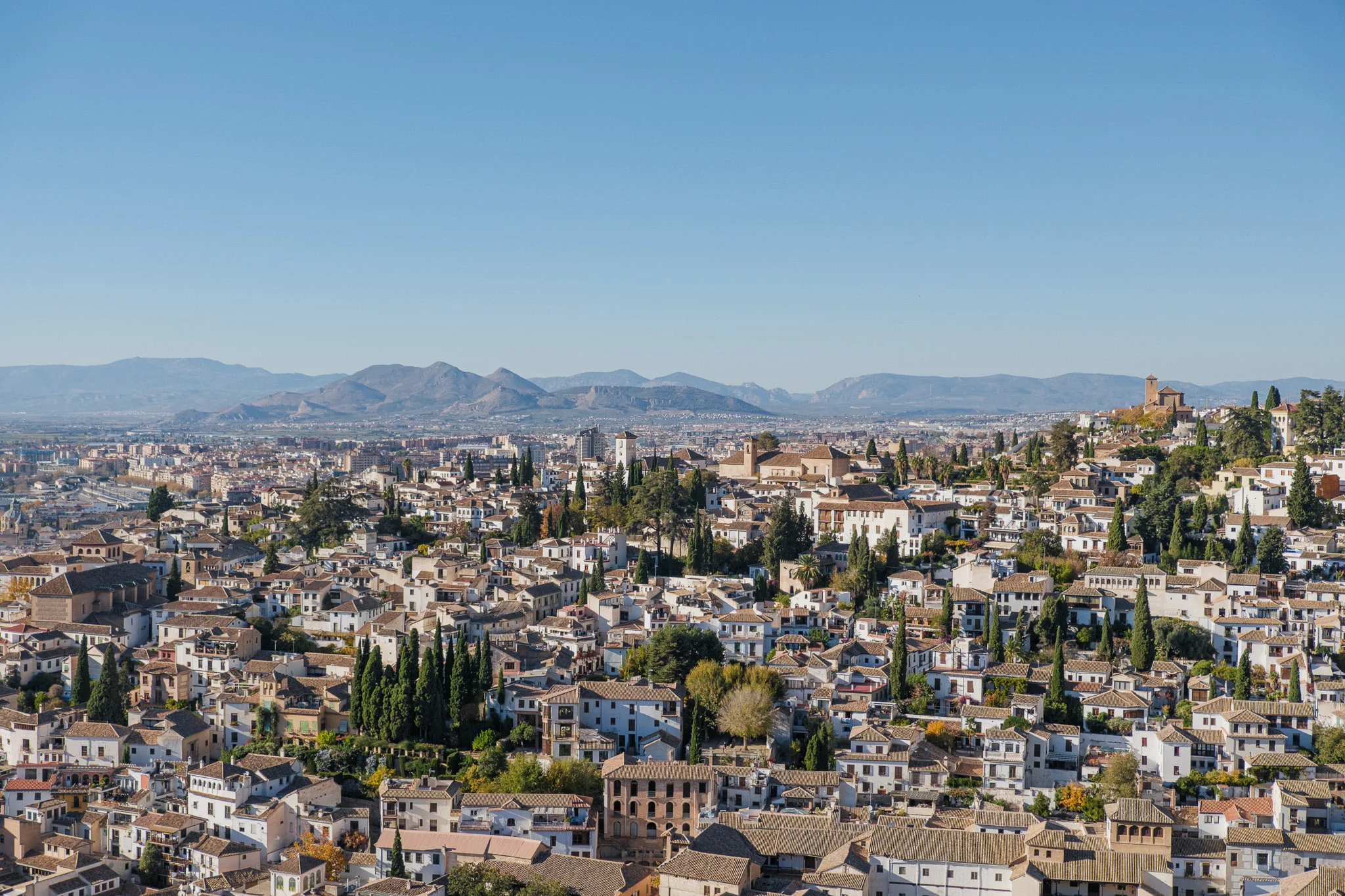 Vue aérienne du quartier Albaicin de Grenade, Andalousie